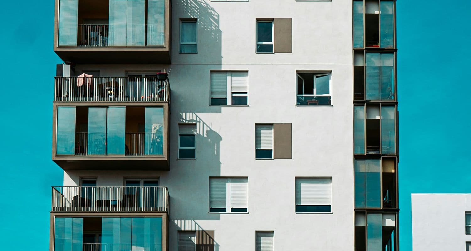 A colourful apartment block facade